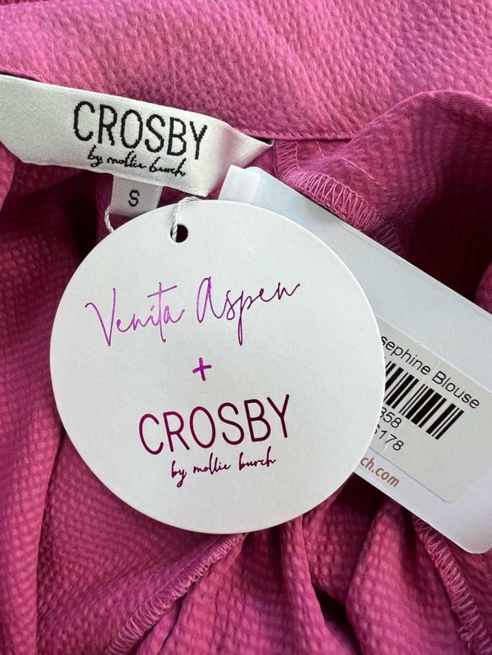 Crosby by Mollie Burch NWT Josephine Bow Long Sleeve Blouse, Camelia Pink, sz S - Picture 10 of 15